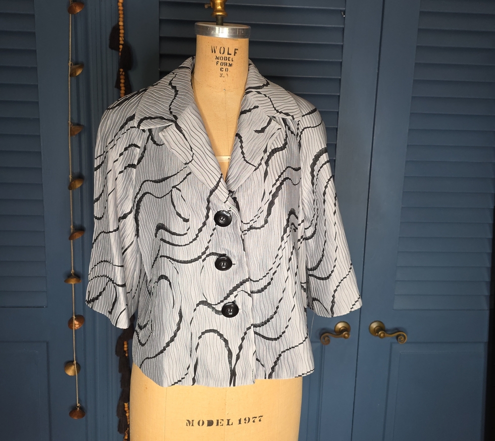 Jones New York Black and White Abstract Stripe Jacket